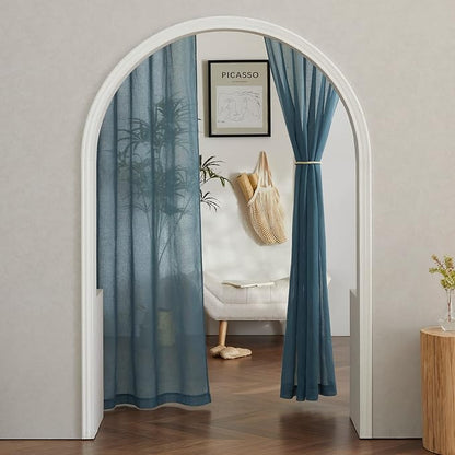NICETOWN Sheer Linen Curtains 96 inch Long 2 Panels Set, Grommet Semi Sheer - Image 2