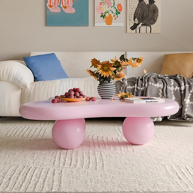 40" Cloud Coffee Table for Living Room Irregular Coffee Table Modern Low Coffee - Image 7