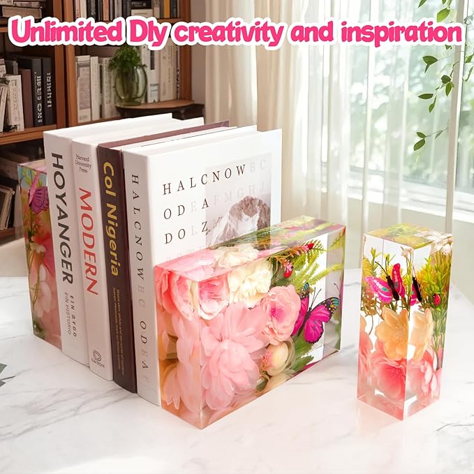 Large Resin Molds Silicone 6PCS Rectangular Cube Silicone Molds for Resin Epoxy Resin Casting Craft Mold for Flower Preservation Bookends DIY Art Home Décor