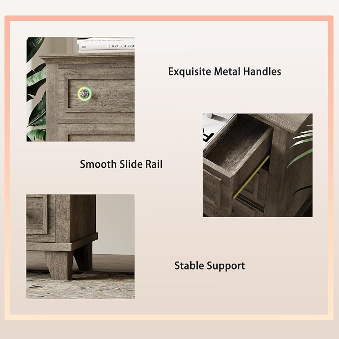 IDEALHOUSE 3 Drawer Dresser, Wooden Storage Chest of Drawers - Image 6