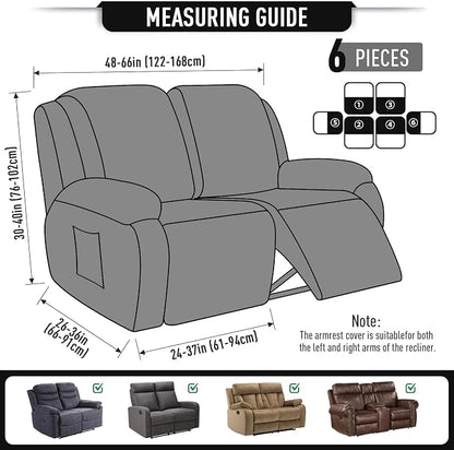 TAOCOCO Recliner Loveseat Slipcover, 6 Pieces Dual Recliner Sofa Covers - Image 5
