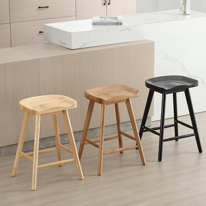 LukeAlon 24.25" Classic Counter Height Wood Barstools Set of 6 Wooden Ergonomic - Image 8
