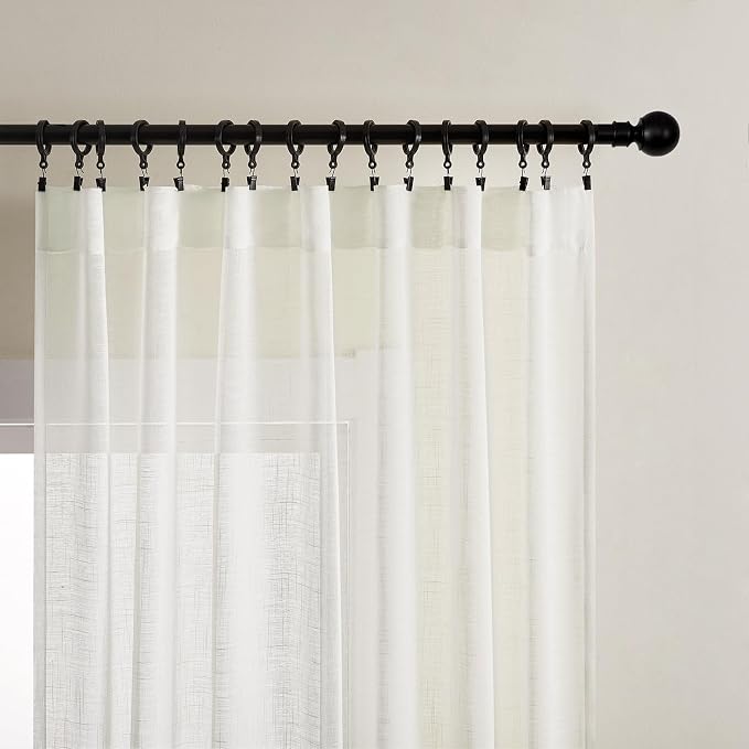 Joydeco Sheer Curtains 72 Inches Long, Cream Curtains - Image 2