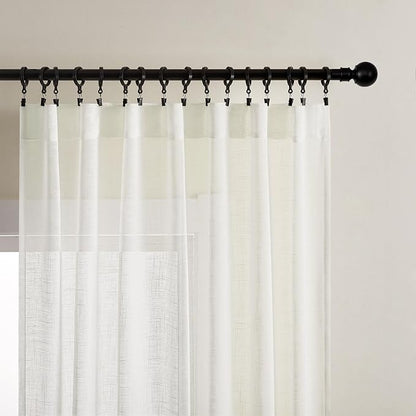 Joydeco Sheer Curtains 72 Inches Long, Cream Curtains - Image 2