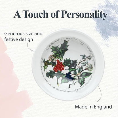 Portmeirion Holly and Ivy 7.25" Bread & Butter Plate (Set of 4) - Earthenware Side Plates, Holly Design - Festive Christmas Tableware - Microwave, Oven, Freezer, Dishwasher Safe - Holiday Dishware