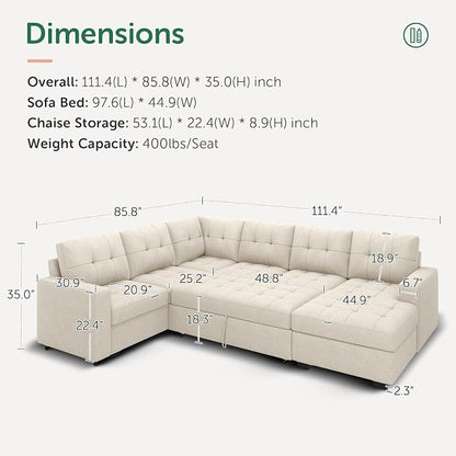 HONBAY Sleeper Sectional Sofa - Image 2
