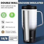 HAUSHOF 24 oz Travel Mug with Handle, Stainless Steel Vacuum Insulated Coffee Travel Mug, Double Wall Travel Mugs with Leakproof Lid, BPA Free