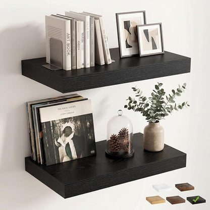 12 inch Deep Floating Shelves for Wall, 24 inch Wide Engineered Wood Wall by Venusmiles