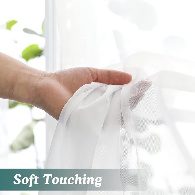 Chyhomenyc Extra Long White Sheer Curtains 120 Inches Long 2 Panels, Light - Image 7