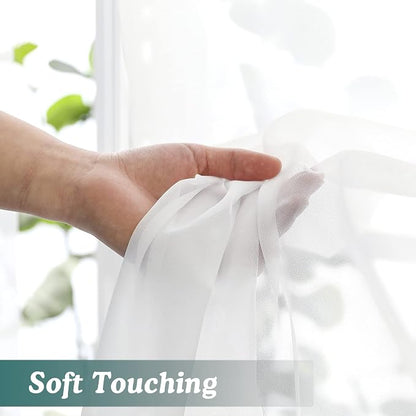 Chyhomenyc Extra Long White Sheer Curtains 120 Inches Long 2 Panels, Light - Image 7