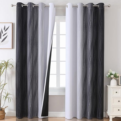 Black and Greyish White Ombre Blackout Curtains by ESTELARTEXTILER