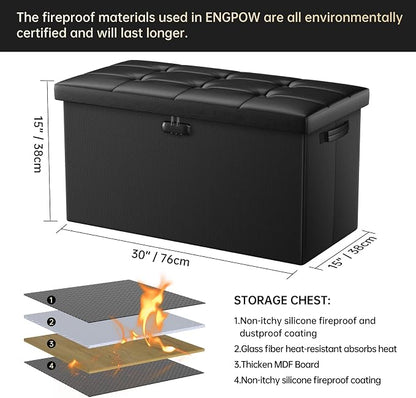 ENGPOW Storage Ottoman Bench, Fireproof Folding Bench - Image 2