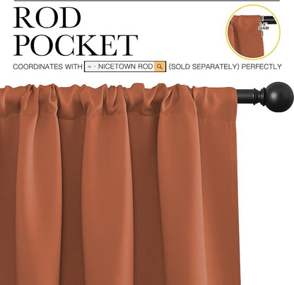 NICETOWN Blackout Curtains for Living Curtains, Burnt Orange, 2 Panels - Image 2