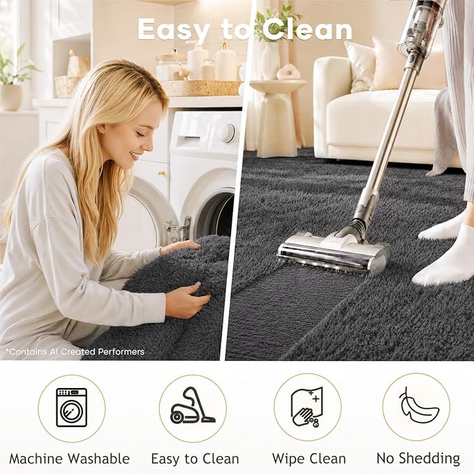 Ophanie 8x10 Area Rugs for Living Room, Upgrade Non-Slip Fluffy Soft Large Shag - Image 3