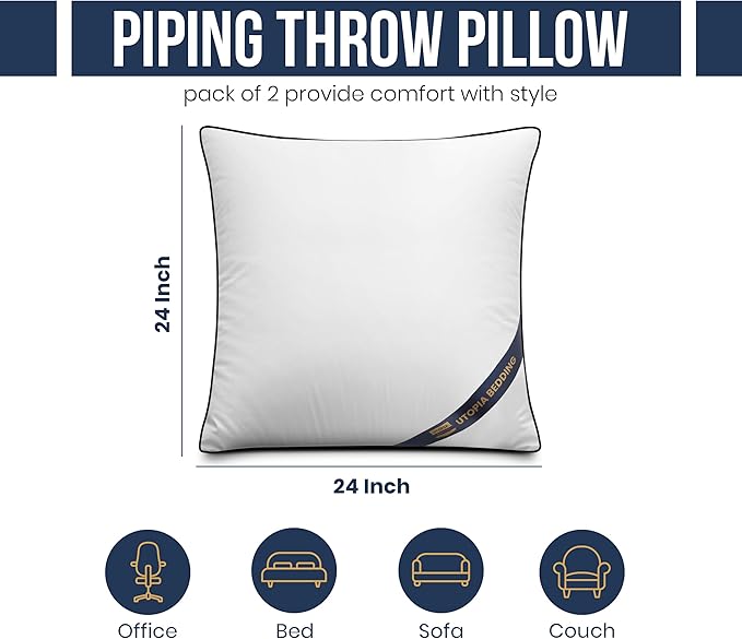 Utopia Bedding 24x24 Throw Pillow Inserts, Decorative Pillows, Plush & - Image 2