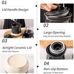 Hasense Ceramic Food Storage Jar with Airtight Lid, Coffee Cookie Containers for Kitchen Counter, 30 FL OZ Kitchen Canisters for Coffee Beans, Tea, Sugar, Candy, Black Kitchen Decor