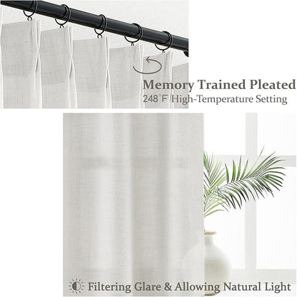 Off White Light Filtering 60 Inch Wide Bedroom Curtains 120 Inches Extra Long - Image 2