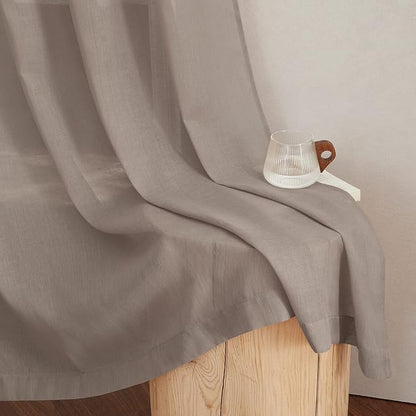 NICETOWN Sheer Linen Curtains for Windows 84 inch Length, Grommet Semi Balance - Image 8