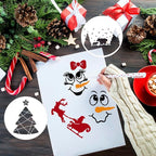 Small Christmas Stencils for Painting on Wood 3” Christmas Stencil for Crafts Reusable Snowman Santa Believe Holiday Draw Templates for Christmas Tree Canvas Window Decor(XMS Mini Stencil 01)