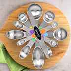 Magnetic Measuring Spoons Set - 7-Piece Stainless Steel Dual Sided Spoons with Leveler, Rustproof Nesting Design for Cooking, Baking & Medicine (US/Metric Markings, Dishwasher Safe)