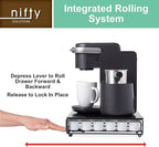 Nifty Coffee Pod Drawer – Stainless-Steel, Compatible with K-Cups, 36 Pod Pack Holder, Rolling Drawer, Under Coffee Pot Storage Sliding Drawer, Home Kitchen Counter Organizer