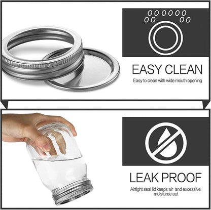 KAMOTA Mason Jars 16 OZ With Regular Lids and Bands, Ideal for Meal Prep, Jam, Honey, Wedding Favors, Shower Favors, Baby Foods, DIY Magnetic Spice Jars, 8 PACK, 10 Whiteboard Labels Included