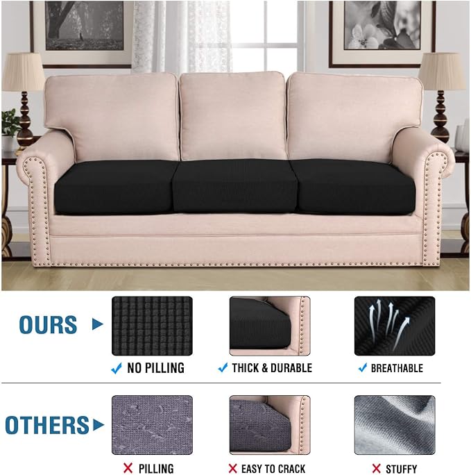 H.VERSAILTEX Super Stretch Individual Seat Cushion Covers Sofa Couch Slipcover - Image 2