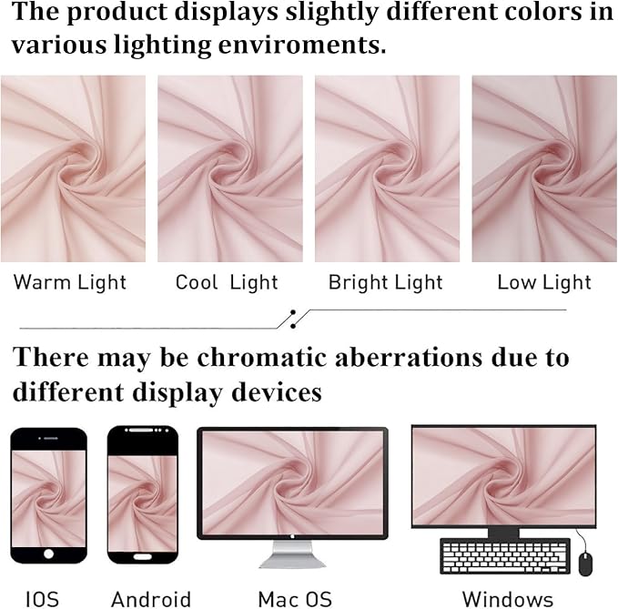 Blush Pink Sheer Curtains 63 Inch Length 2 Panels, Light Filtering Window Voile - Image 7