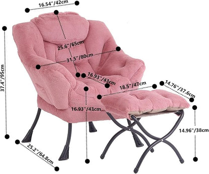 Tiita Lazy Chair with Ottoman, Comfy Leisure Sofa Reading Chair with Footrest - Image 2
