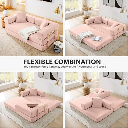 HANXIN Convertible Sleeper Sofa Bed, 78 Inch Folding Floor Mattress Couch - Image 4