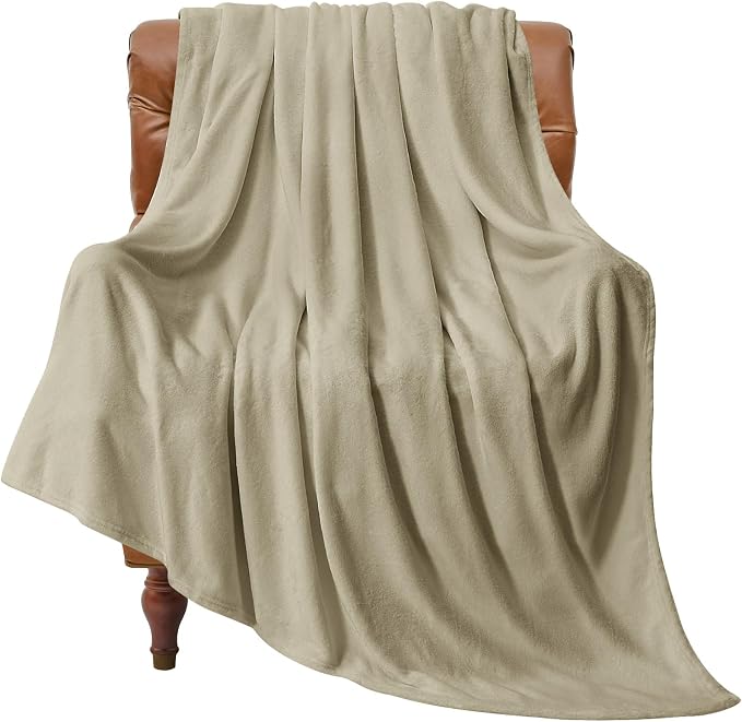 BEDELITE Fleece Blanket Soft Plush Twin Size Blanket Linen Brown 60"x80" | by BEDELITE
