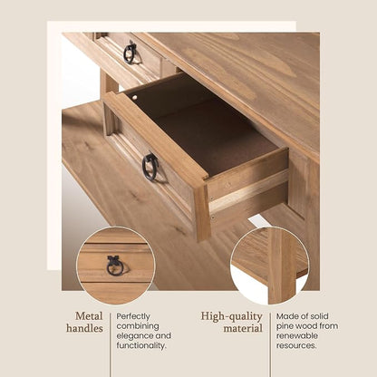 Furniture Dash Solid Wood Hall Table Console 47.9" W, 12.6" D, 28.8" H - Image 4