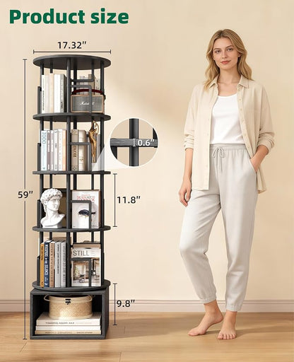 Kalrin 5 Tier Rotating Bookshelf - Image 2