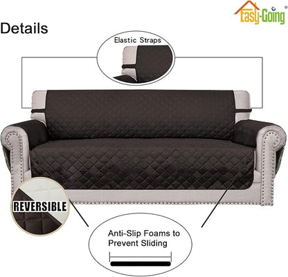 Easy-Going Reversible Couch Cover, Oversized Chair, Chocolate/Ivory | Machine - Image 3