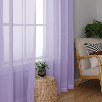 Sheer Curtains 84 inches Long for Bedroom Living Room 2 Panels Set, Rod Pocket - Image 3