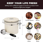 ShanSon Coffee Canister Airtight Coffee Container Stainless Steel Coffee Bean Storage Container with Scoop Coffee Canister for Beans Grounds Sugar Flour Tea Cereal,11OZ, Beige