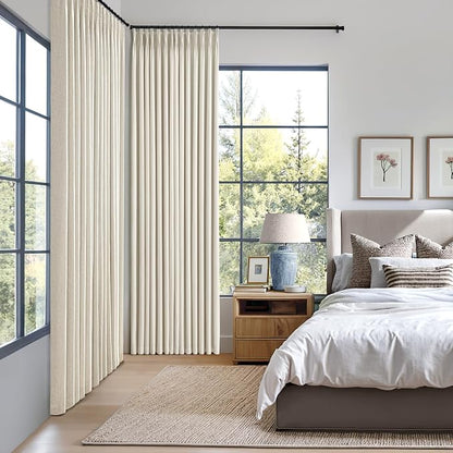MIULEE Linen Pinch Pleated 100% Blackout Linen Curtains 40x96 Inches | Room - Image 2