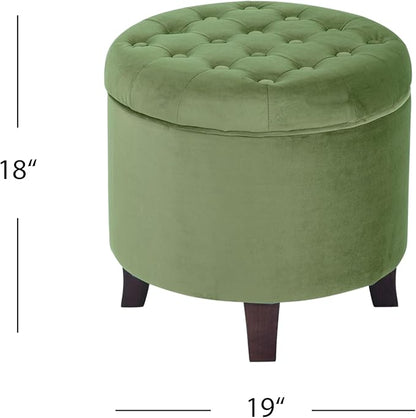 HomePop by Kinfine Fabric Upholstered Round Storage Ottoman - Image 3