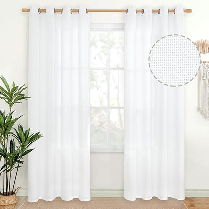 YoungsTex White Linen Curtains 84 Inches Long by YoungsTex