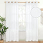 YoungsTex White Linen Semi Sheer Curtains 80 Inch Length by YoungsTex