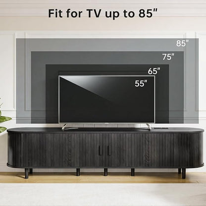 80" Mid Century Modern TV Stand, Wood TV Consoles - Image 7
