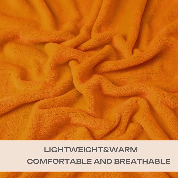 Burnt Orange Fleece Plush Throw Blanket 60"x80"for Couch Fuzzy Cozy Flannel | - Image 2