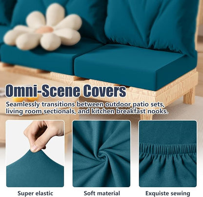 8Pcs Outdoor Cushion Covers, Stretch Patio Furniture Couch Chair Slipcovers | - Image 6
