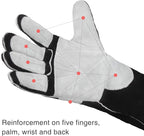 YESWELDER 16 Inches,932℉,Leather Forge MIG Welding Gloves, with Kevlar Stitching Heat/Fire Resistant, Palm Reinforcements, Black-Gray