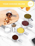 Joyhill Measuring Cups of 7 Pieces, 304 Stainless Steel Measuring Cups Metal for Baking Cooking, Dry and Liquid Ingredients