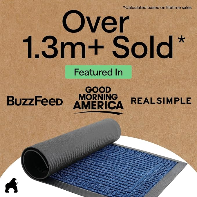 GORILLA GRIP 100% Waterproof All-Season WeatherMAX Doormat, US Designed Natural - Image 4