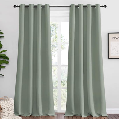 NICETOWN Greyish Green Blackout Curtains 96" Long by NICETOWN