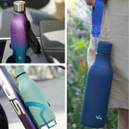 Insulated Water Bottle with Strap,18 oz Double Wall Stainless Steel Vacuum Bottles Metal Water Flask,Sparkling Purple Green
