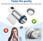 balbali Portable Tea Kettle for Travel 100-240V Dual Voltage - 6 Preset Electric Portable Water Heater for Boiling - Self Heating Cup/Thermos - 12oz Hot Water Boiler/Heater/Warmer - White