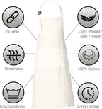 RAJRANG 100% Cotton Cooking Apron with 3 Pockets Kitchen Chef BBQ Adjustable Bib Aprons for Women Men